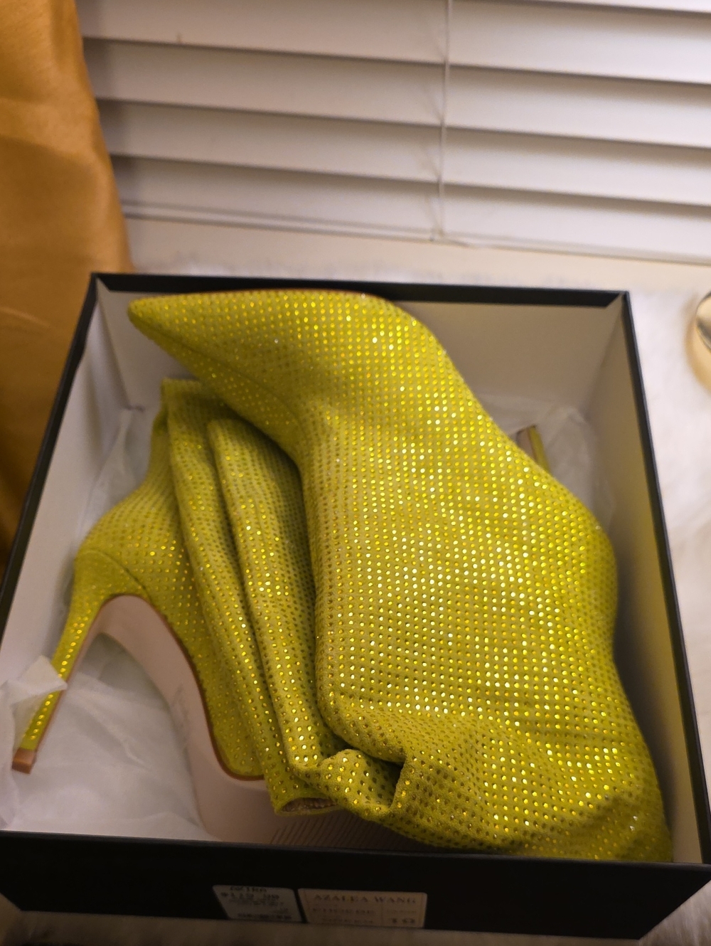 Azalea Wang Crystal-Embellished Lime Green Women's Knee High Boots SZ 10